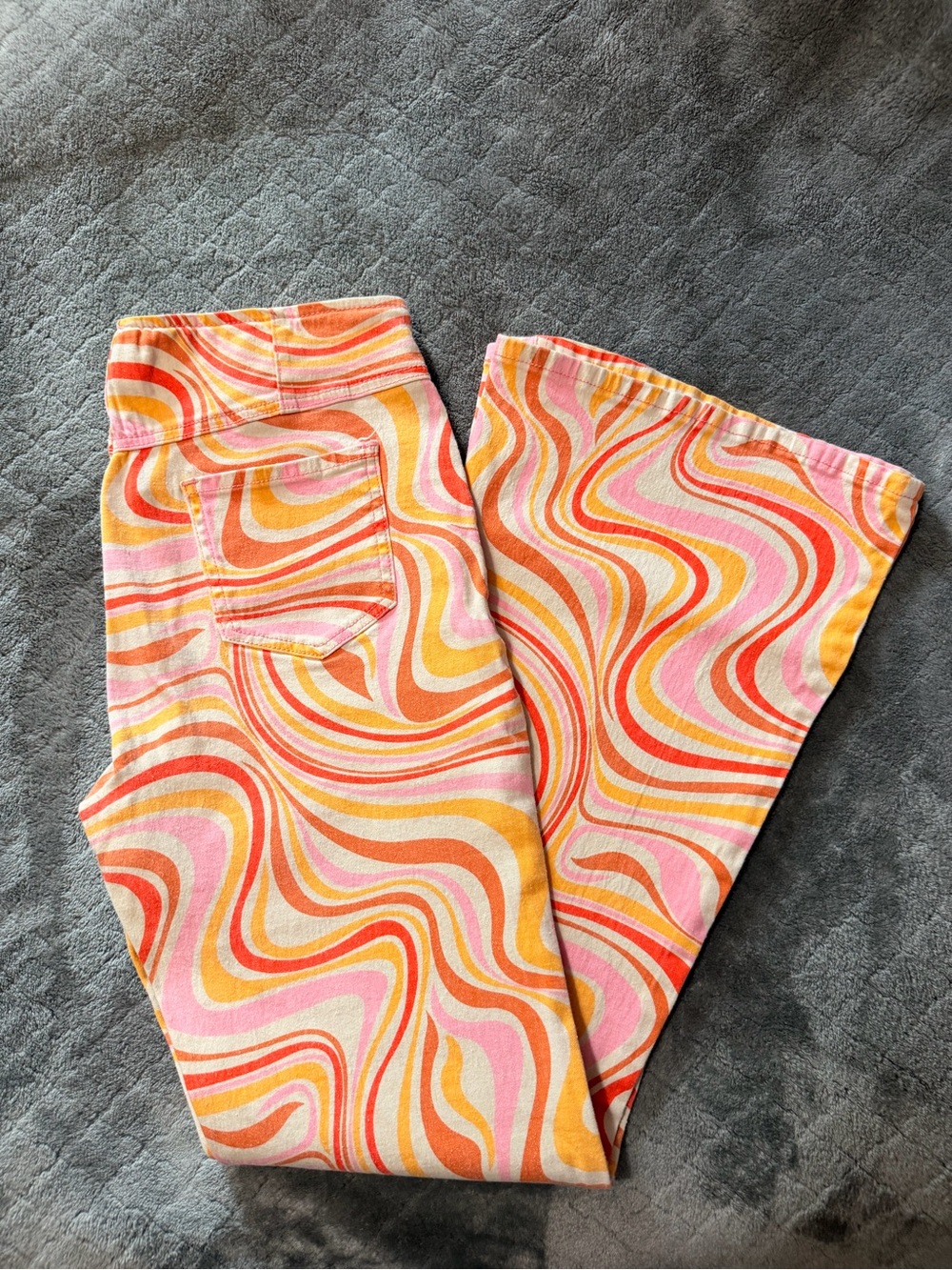 Easel Retro Swirl Flare Jeans in Pink, Orange, Yellow - Picture 2 of 2